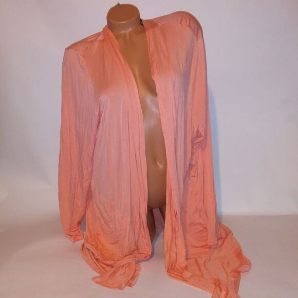 Lands End Cardigan Womens Plus Size 2X 20W 22W Orange Solid Pockets Long Sleeve - Picture 1 of 9